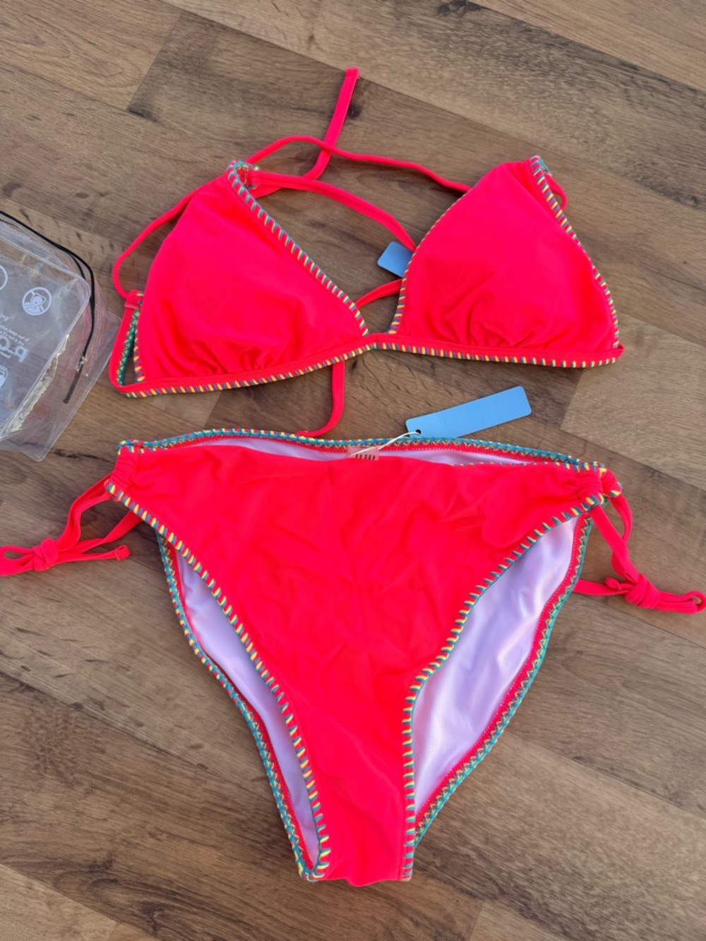 Women’s Neon Pink Triangle Bikini Set - Classic Tie-Side Swimwear